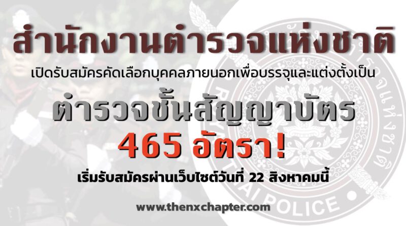 Royal Thai Police สำนักงานตำรวจแห่งชาติ สอบคัดเลือก บุคคลภายนอก รับราชการ ตำรวจชั้นสัญญาบัตร ตำรวจชั้นประทวน