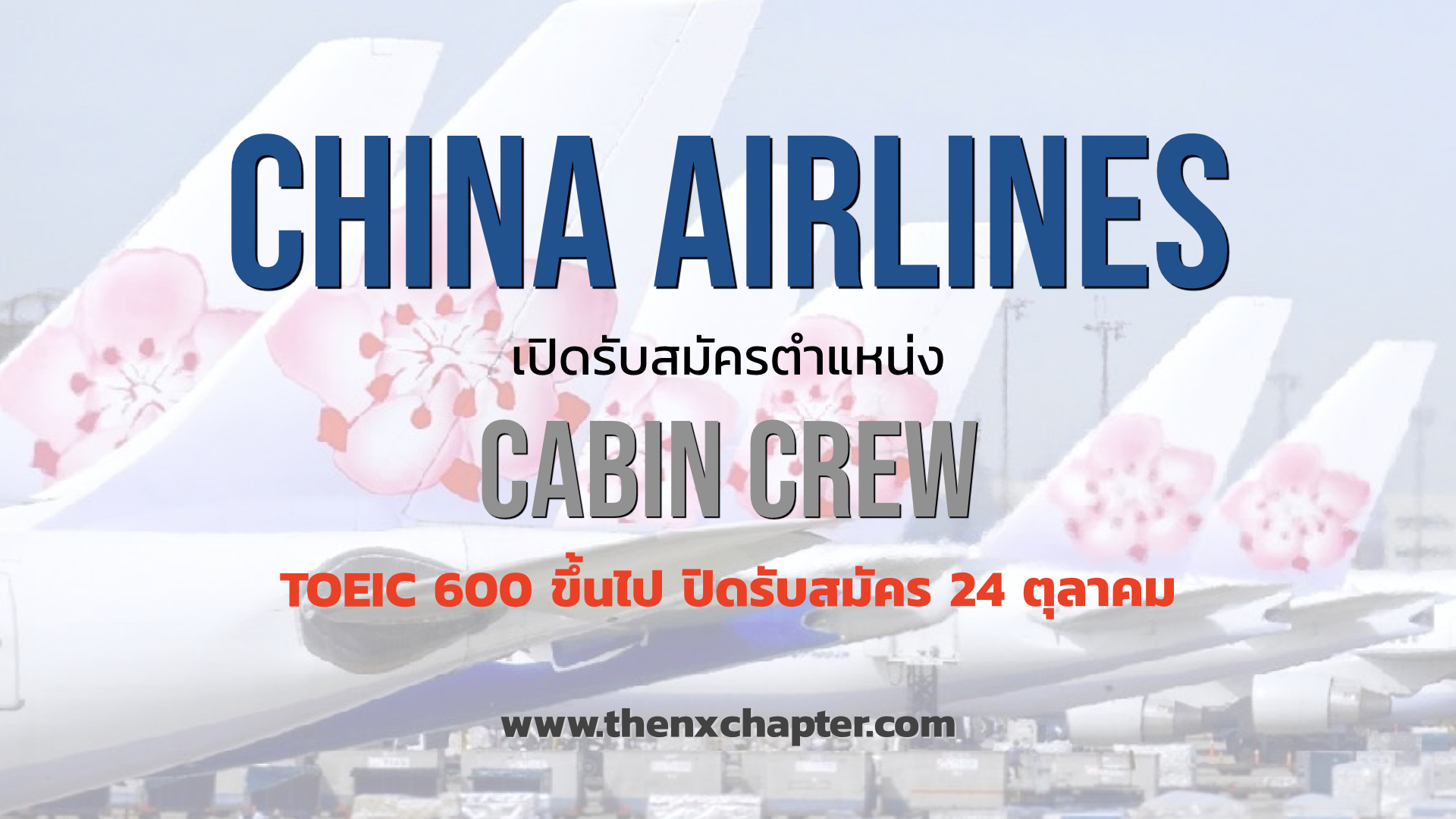 China Airlines เปิดรับสมัครลูกเรือ Toeic 600 คะแนนขึ้นไป ปิดรับสมัคร 24  ตุลาคมนี้ | The Nx Chapter