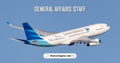 Garuda Indonesia เปิดรับสมัครตำแหน่ง General Affairs Staff วุฒิป.ตรีทุกสาขา หากพูดภาษา Bahasa Indonesia ได้จะพิจารณาเป็นพิเศษ สมัครได้ถึง 30 มิถุนายน