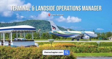 สายการบิน Bangkok Airways เปิดรับสมัครตำแหน่ง Terminal & Landside Operations Manager วุฒิ ป.ตรี การบิน ประสบการณ์ 5 ปี หรือวุฒิป.ตรี สาขาที่เกี่ยวข้อง ประสบการณ์ทำงาน 8 ปี ขอ TOEIC 550 คะแนนขึ้นไป ทำงานที่สนามบินสมุย