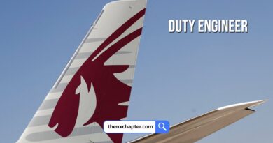 Qatar Airways เปิดรับสมัครตำแหน่ง Duty Engineer วุฒิการศึกษาระดับวิทยาลัยหรือมหาวิทยาลัยที่เกี่ยวข้องกับตำแหน่งงาน ถือใบอนุญาต Aircraft Maintenance Engineer ของ EASA part 66 ของเครื่องบินแบบ A350, A380, B777, B787 ประสบการณ์อย่างน้อย 5 ปีงาน Technical Maintenance ของสายการบินชั้นนำ ทำงานที่สุวรรณภูมิ
