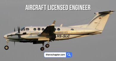 Siam Land Flying เปิดรับสมัครตำแหน่ง Aircraft Licensed Engineer ถือ CAAT License Engineer เครื่อง H25B Hawker และ B300 King Air วุฒิ ปวส. ขึ้นไป ขอ TOEIC 400 คะแนนขึ้นไป ทำงานที่สนามบินดอนเมือง